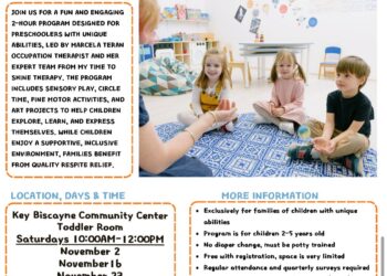 The Village of Key Biscayne Presents Sensory Fun SATURDAYS BY MY TIME A FAMILY SUPPORT PROGRAM DESIGNED FOR FAMILIES WITH YOUNG CHILDREN OF UNIQUE ABILITIES.